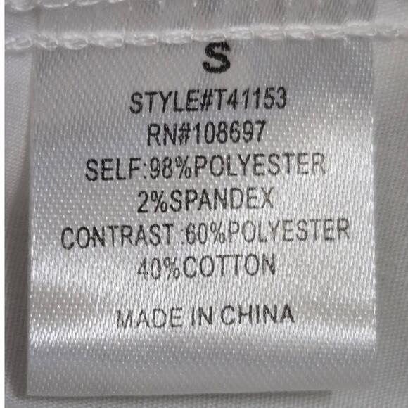 Ava Rose Women's Puff Sleeve Knit Blouse Small Pink White Contrast Peplum - Picture 7 of 8